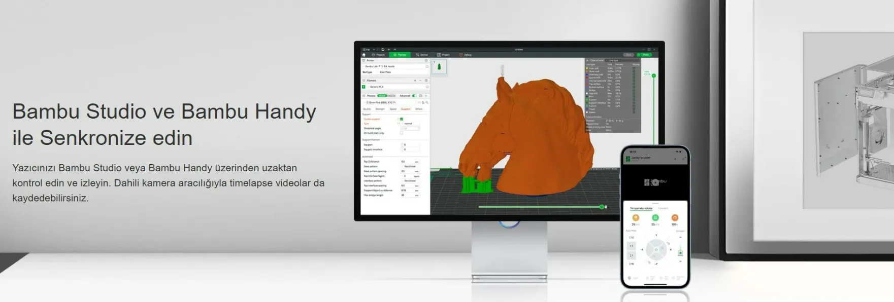 Bambu Lab A1 Combo Bambu Studio ve Bambu Handy uygulaması