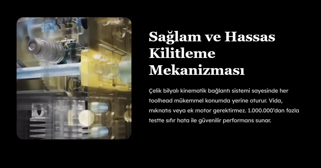 Snapmaker U1 Sağlam ve Hassas Kilitleme Mekanizması