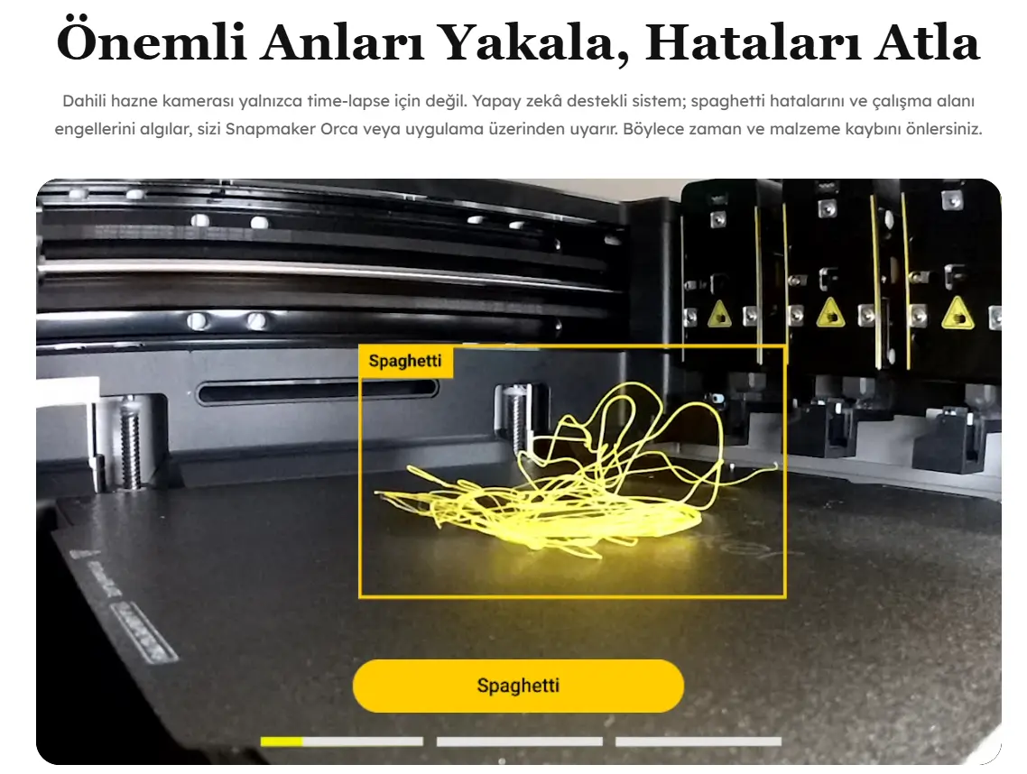 Snapmaker U1 Yapay Zeka Spaghetti Hata Tespiti