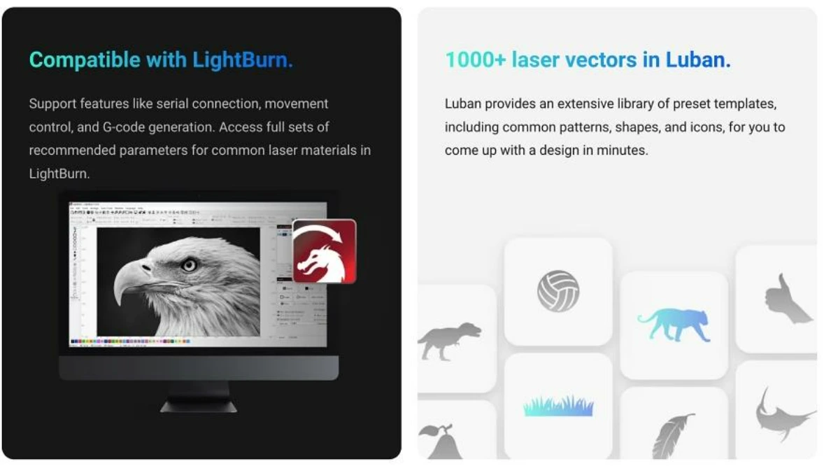 Snapmaker Ray 40W Laser LightBurn ve Luban Yazılım Desteği