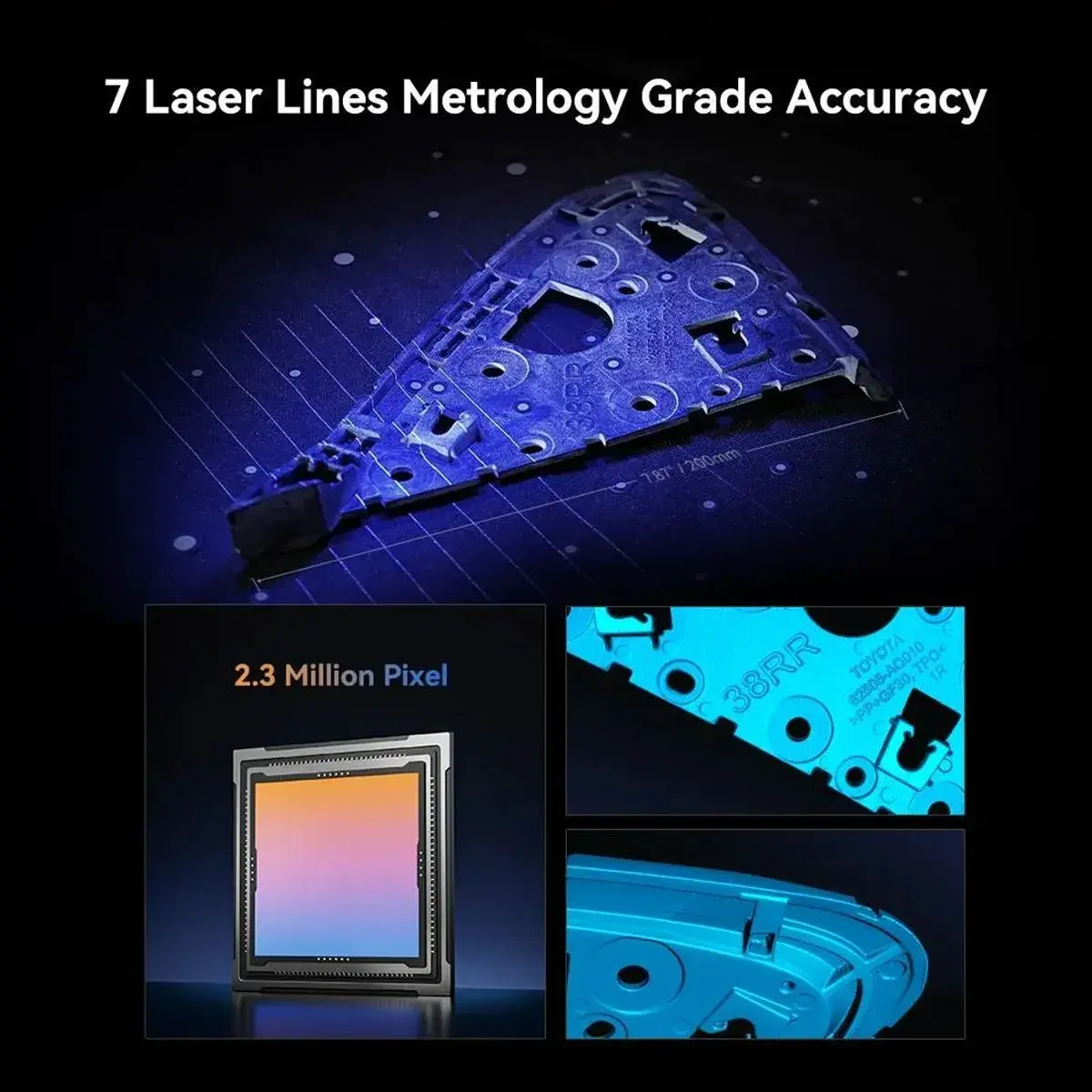 Creality CR-Scan Raptor 7 mavi lazer çizgi ile metroloji hassasiyeti