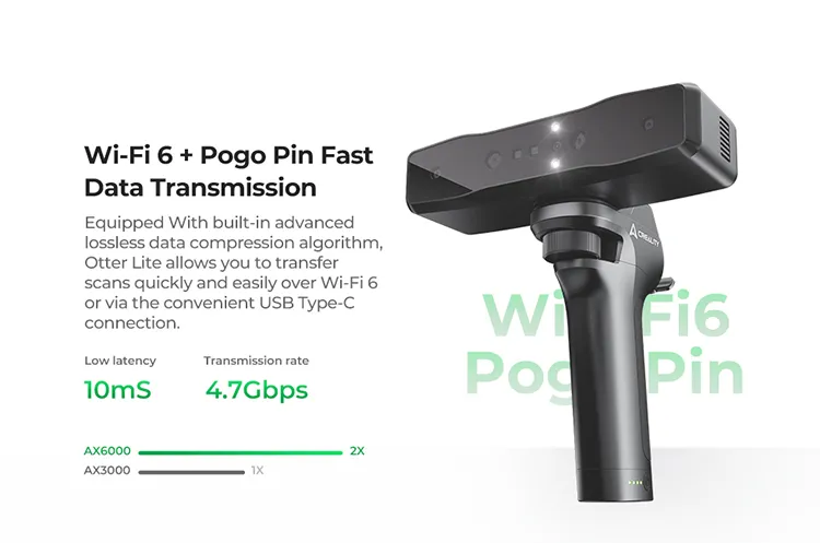 Creality CR-Scan Otter Lite Wi-Fi 6 ve pogo pin hızlı veri aktarımı