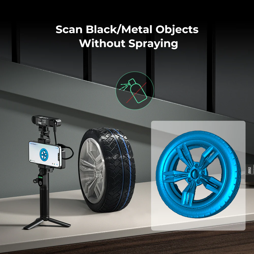 Creality CR-Scan Ferret Pro ile siyah ve metal yüzeyleri spreysiz tarama