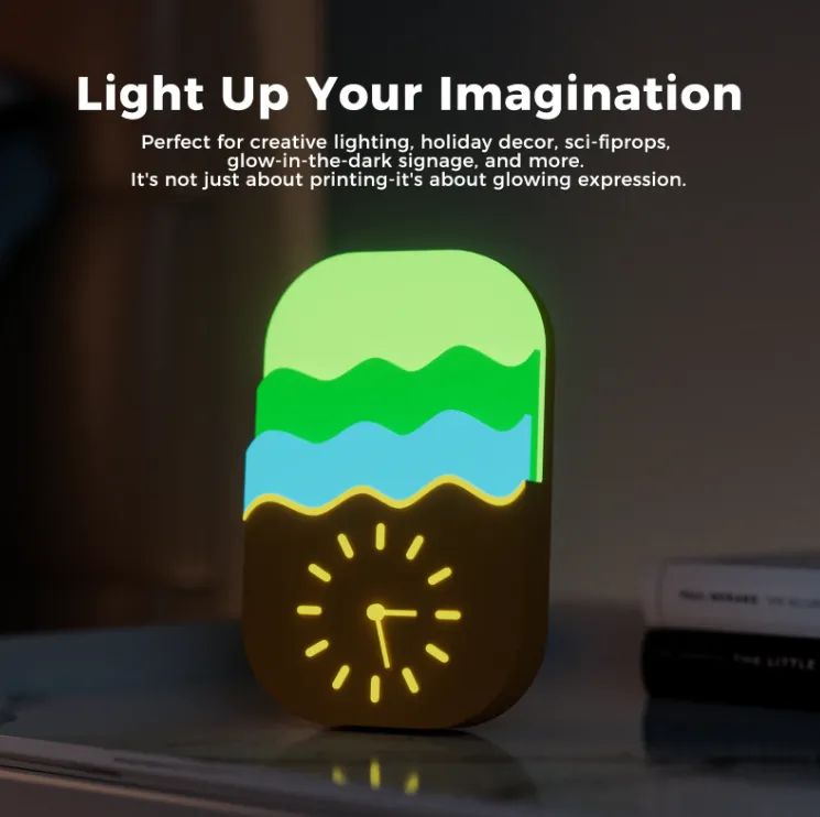 Creality Hyper Luminous PLA ile basılmış parlayan saat