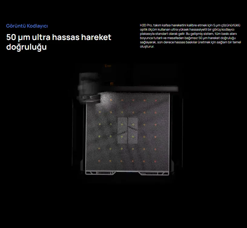 Bambu Lab H2D Pro 50 mikron hareket doğruluğu