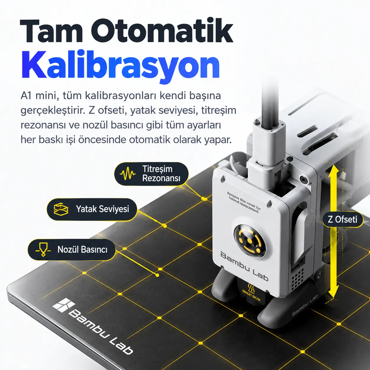 Bambu Lab A1 Mini Combo tam otomatik kalibrasyon