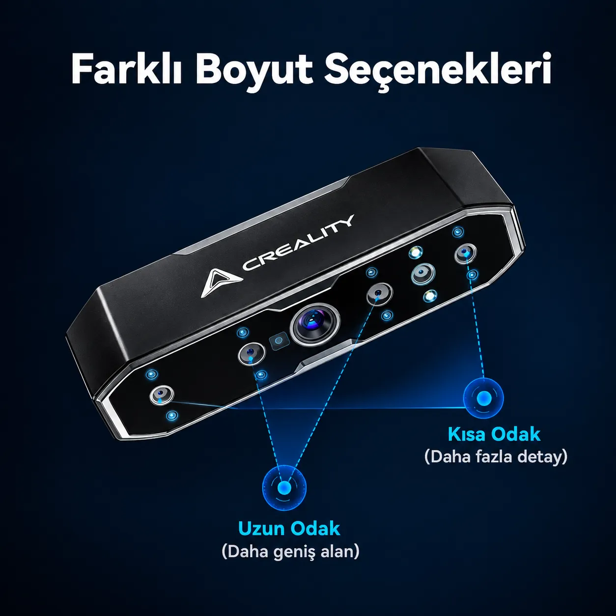 Creality CR-Scan Otter kısa ve uzun odaklı çift lens