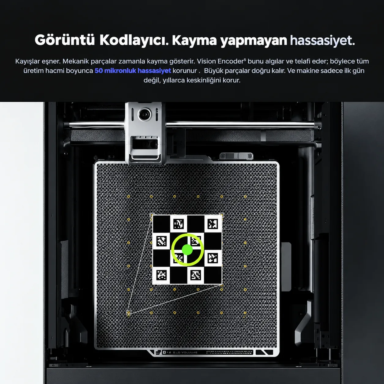 Bambu Lab X2D Combo görüntü kodlayıcı ile hassas konumlandırma
