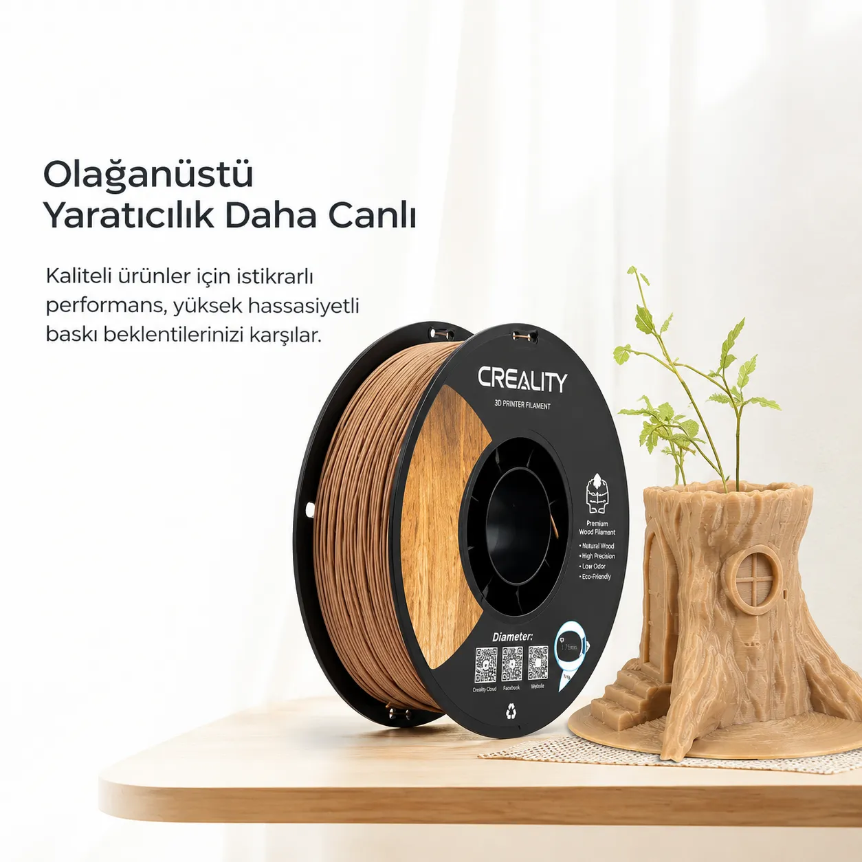 Creality CR Wood White Pine ile basılmış dekoratif model