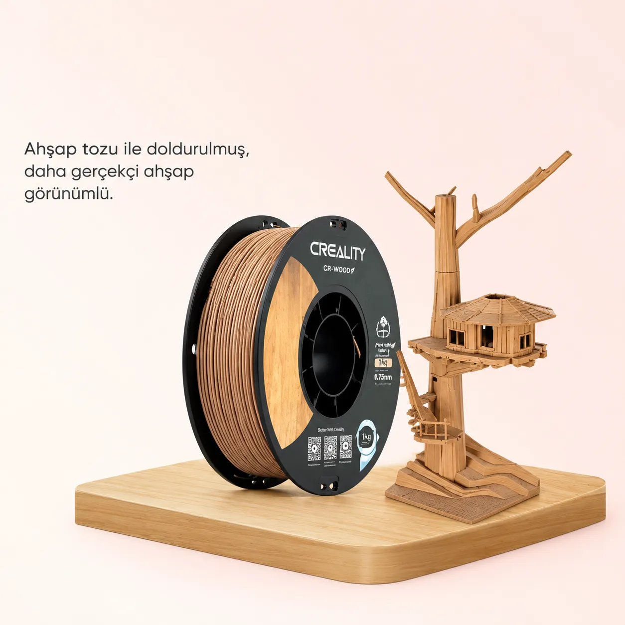 Creality CR Wood White Pine ahşap dolgulu filament