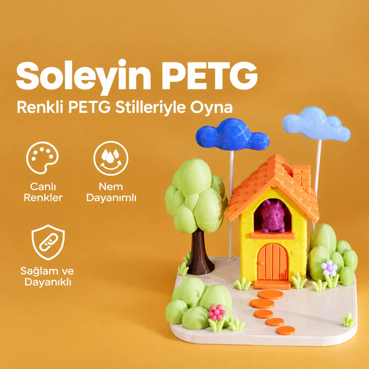 Creality Soleyin Basic PETG ile basılmış renkli diyorama